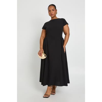 boohoo Dames Plus Getextureerde Volumineuze Rok Midaxi Jurk | Zwart | Maat: 46