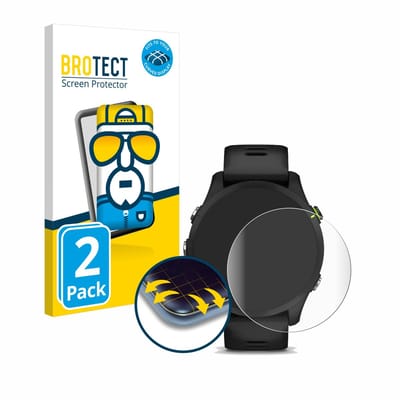 BROTECT - Screenprotector voor Garmin Forerunner 255 Music - Folie Beschermfolie transparant volledig dekking - 2 Stuks