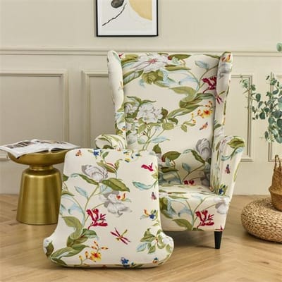 Stretch hellende King Back stoelhoes bedrukte bloem esdoornblad fauteuilhoes met zitkussenhoes elastische bankhoezen