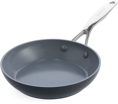 GreenPan Valencia Pro Aluminium Koekenpan 20cm - PFAS-vrije antikleeflaag - Koekenpan inductie - Keramische koekenpan - Ovenbestendig tot 220°C - RVS handgrepen - Grijs
