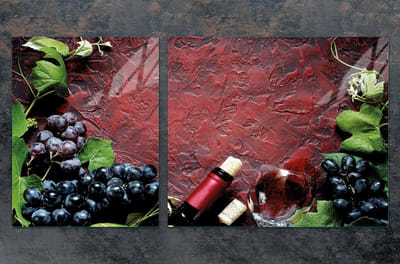 TMK ArtDeko - Serie - Snijplank en Beschermplaat - Glas - Motief Wijn