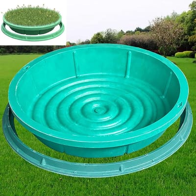 Ronde bakdeksel - Afvoerput deksel - Buitenruimte verbeteren - Onzichtbaar ontwerp - 60 cm diameter - Groen