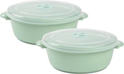 Plasticforte Magnetronschaal met deksel/ventiel - 2x - 2L - lichtgroen - kunststof - BPA vrij