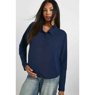 boohoo Dames Zwangerschapsrugbyshirt met kraag en aansluitende pasvorm. | Navy | Maat: 8