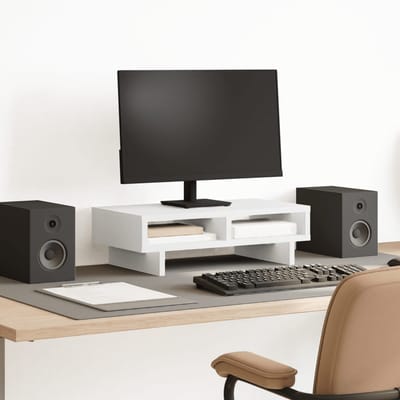 vidaXL - Monitorstandaard - 50x27x15 - cm - bewerkt - hout - wit