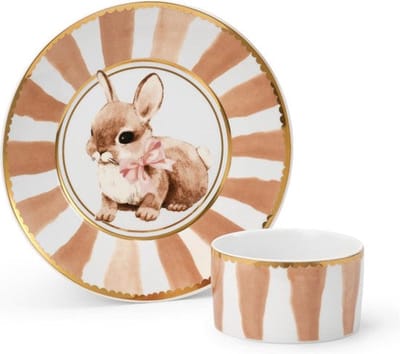 Elodie Porcelain Dinner Set - Babyservies - Kinderbord + kom - Babyservies set porselein - Kraamcadeau -Bunny Darling