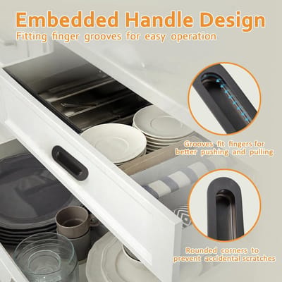 Dailygoods- Kabinettrek 2 Stuks - Zwart Roestvrij Staal - Ovaal - Ingebouwde Handgreep - Verzonken - Geschikt voor Lade/Kast