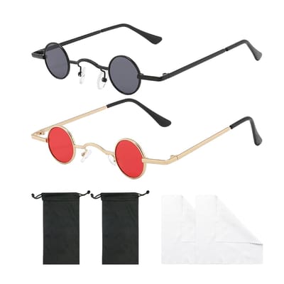 Dailygoods- Zonnebrillen Retro - 2 Stuks - Opbergtas - Brillendoekjes - Lichtgewicht - Duurzaam - Geschikt voor Themafeesten - Retrobril