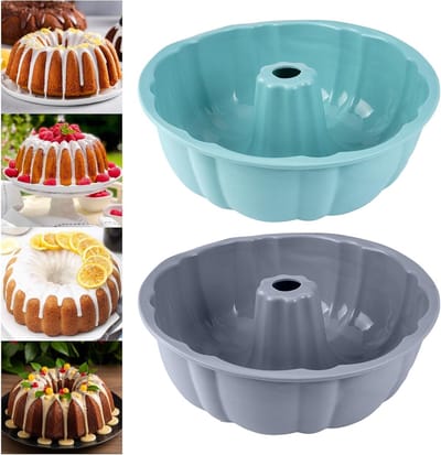 Set van 2 Siliconen Bakvormen voor Gugelhupf en Donuts - Ideaal voor Taarten, Gelatine en Brood Bakken