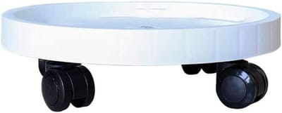 Plantenschaal op Wielen - Bloempot Trolley - Planten Verplaatsen - Rand Voorkomt Uitglijden - 40cm - Wit