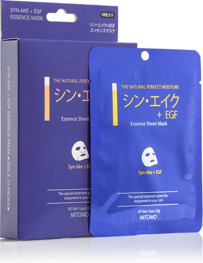 SynAke & EGF - Japanse Gezichtsmaskers met Hyaluron - RH-Oligopeptide-1 - Glycerine - Gezichtsverzorging vrouw - 10 Stuks Voordeelverpakking
