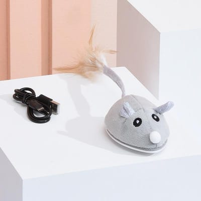 Oplaadbaar Speeltje voor Huisdieren om de Kat te Amuseren Muis Kruipende Muis Simulatie Elektrisch Kat Speeltje Stok 17*10.5*5cm beige