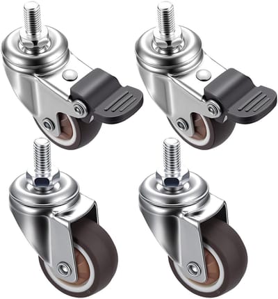 Meubelwielen met Rem - Zwenkwielen Mini Wielen - Meubels Verplaatsen - TPR Antislip Materiaal - 4 stuks - Zilver