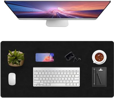 Multifunctionele Bureau Onderlegger 120 x 60 cm, Waterdicht PVC Leer, Gemakkelijk Schoon te Maken, Antislip Bureau Mat voor Thuis en Kantoor (Zwart)