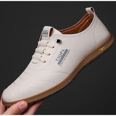 Herfst Luxe Merk Schoenen Voor Mannen Leer Casual Schoenen Mannen Sneakers Zomer Instappers Sandalen Rijschoenen Man 41 white
