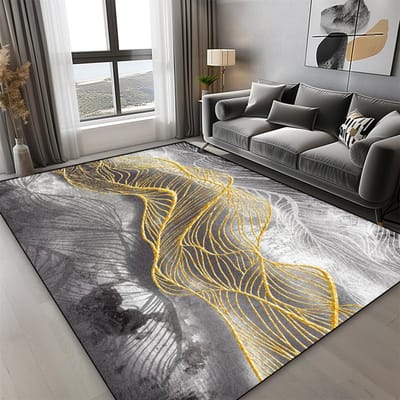 Nordic Modern Gouden Lijn Tapijt Woonkamer Luxe Huisdecoratie Bank Antislip Groot Oppervlak Kleed Slaapkamer Garderobe Entree Deurmat 160*200cm