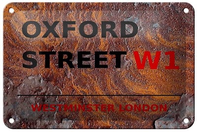 Blechschild London 18x12cm Westminster Oxford Street W1