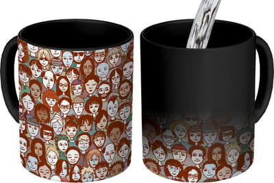 Magische Mok - Foto op Warmte Mokken - Koffiemok - Diversiteit - Patronen - Mensen - Magic Mok - Beker - 350 ML - Theemok
