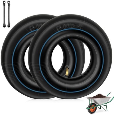 Dailygoods - 2 Stuks Slangbanden voor Kruiwagen, 3.00-4 Binnenslang, Zwart