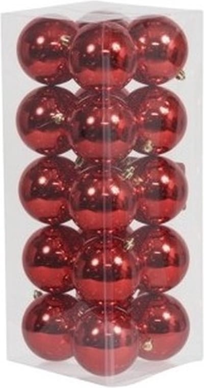 Othmar decorations Kerstballen - 20x st - rood - D8 cm - kunststof - glans - kerstversiering