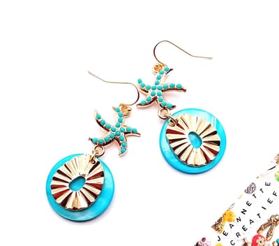 Jeannette-Creatief® - Beach - Zeesterren - Oorbellen - Blauwe oorbellen - Boho Chic - Bohemien - Ibiza Chic - Zeesterren