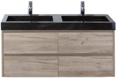 Dante Badmeubelset 120 cm - Craft Oak - Wastafel Hardsteen Wit Lucca Dubbel