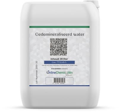 Online chemicalien – Gedemineraliseerd Water – 20 L – Demi Water – Osmose Water – Strijkwater