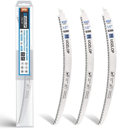 Dailygoods- Reciprocityzaagbladen 380 mm - 3-delig met Japanse tanden - 5 TPI voor hout - Schokbestendig - Verstelbare tandvorm - Krachtige doorloop - Zaagbladen