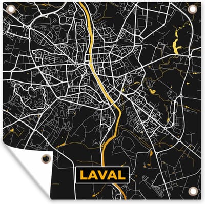 Tuin poster Frankrijk - Stadskaart - Laval - Plattegrond - Kaart - 200x200 cm - Tuindoek