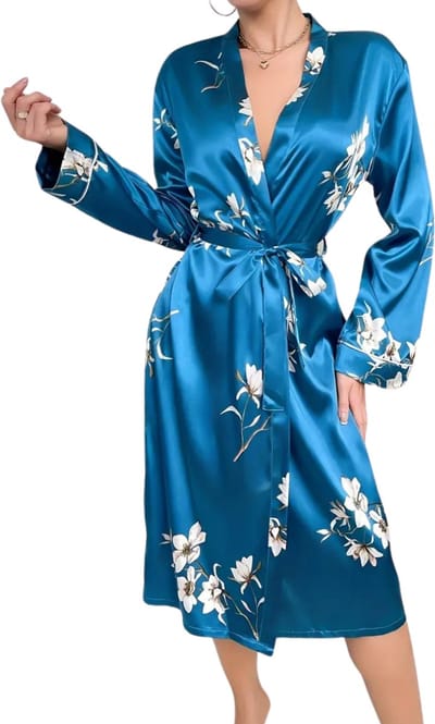 Livano Satijnen Badjas Dames - Kimono - Kamerjas - Satijn - Ochtendjas - Pyjama - Maat S