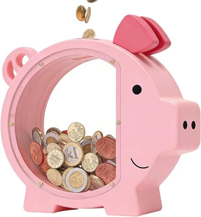 Dailygoods- Spaarpot Gepersonaliseerd - Spaarvarken Hout - Doorzichtig - Kinderverjaardagscadeau - Inschrijvingscadeau - Voor Munten en Contant Geld