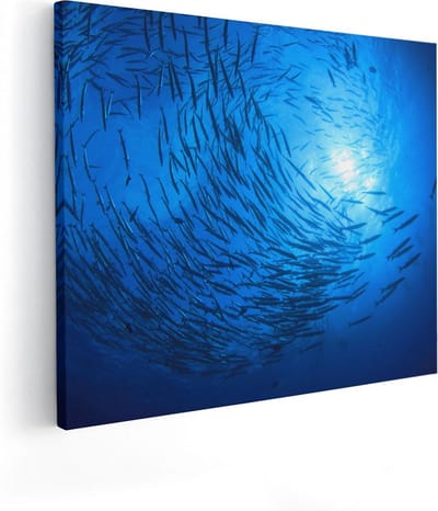 Artaza Canvas Schilderij Zee - 50x40 cm - Wanddecoratie Vissen - Muurdecoratie Onderwaterwereld - Kamer Accessoires
