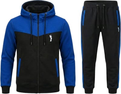 Hitman - Trainingspak Heren - Joggingpak Heren - Sportkleding Heren - Cadeau voor Man - Katoen - Blauw/Zwart - Maat XXXL