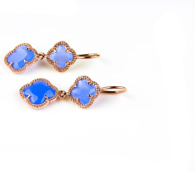 model Double Fiori klein oorringen in zilver roze verguld blauw