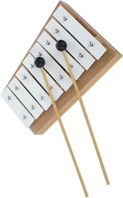 Klokkenspel 8-noot - Xylofoon percussie - Muziek Leren - Metalen klankbord - 21 cm - Multicolor