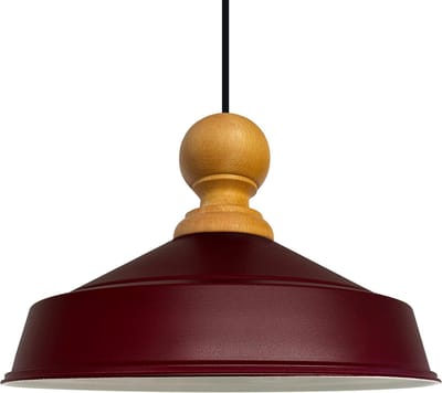 Bamyum Asletl Industriële Hanglamp Van Hout, Bordeaux Metalen Lamp