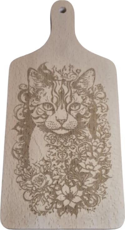 Houten snijplank - serveerplank - gravure poes - kat