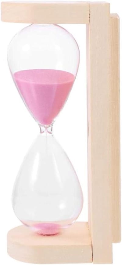 Zandloper - Zandklok Decoratie - Tijd Management - Houten Frame - 19.7 cm Hoog - Roze