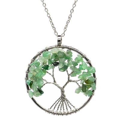 Fako Bijoux® - Ketting - Chakra Reiki - Levensboom XL - Groene Aventurien - Groen