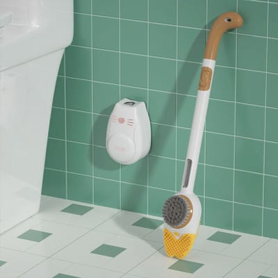 Brosse de toilette en silicone remplie de liquide Brosse de toilette avec base en poils Brosse de nettoyage de toilette domestique onesize jaune