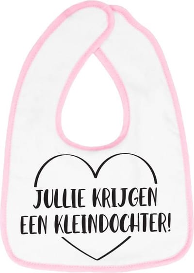 Hospitrix Slabbetje met Tekst "Jullie Krijgen een Kleindochter!" Roze - Cadeau Zwangerschap - Baby Kwijldoek - Kwijllap - Morslap - Bavette