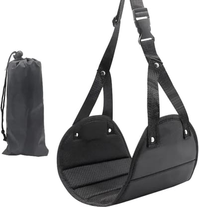 Vliegtuig hangmat - Voetsteun reis - Comfortabel reizen - Verstelbare riem - 13 x 7 cm - Zwart