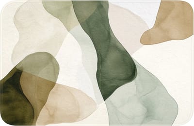 Badmat 60x40 cm - Antislip - Japandi - Abstract - Groen - Badmatten voor badkamer - Badkamermat - Douchemat - Badkamer mat