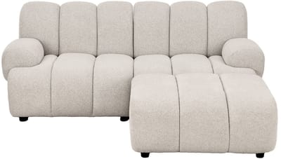 House Nordic 2,5-Zits Bank Taza - Zand - Incl. Poef - Rechts - 100x98x82cm