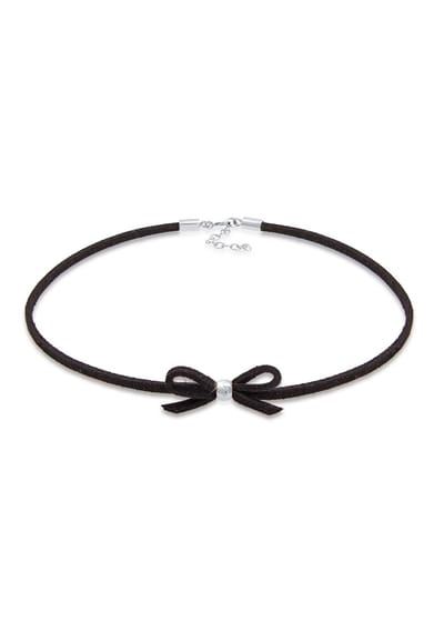 Elli - Halsketting - dames choker velours look zwart 925 sterling zilver verguld - Dames
