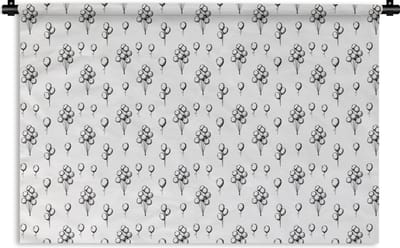 Wandkleed - Wanddoek - Ballon - Patronen - Zwart Wit - 180x120 cm - Wandtapijt