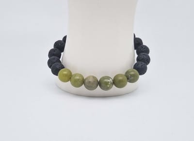 Handgemaakte "Armband Vulkanische" natuurstenen armband “Lava Donker -Kraal Koreaanse jade” - 10 mm diameter van de korrel- Diameter armband 20 cm - Een mooi cadeau voor familie en vrienden