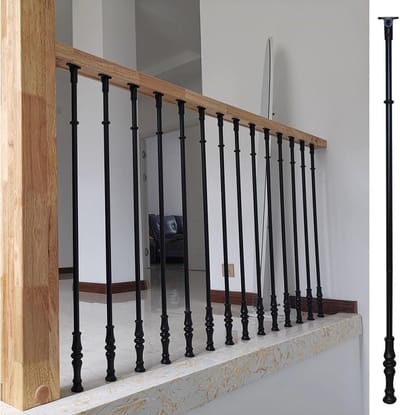 Metalen Reling - Balustrade Paal - Trap Beveiliging - Inclusief Montagemateriaal - 95 cm Hoog - Zwart