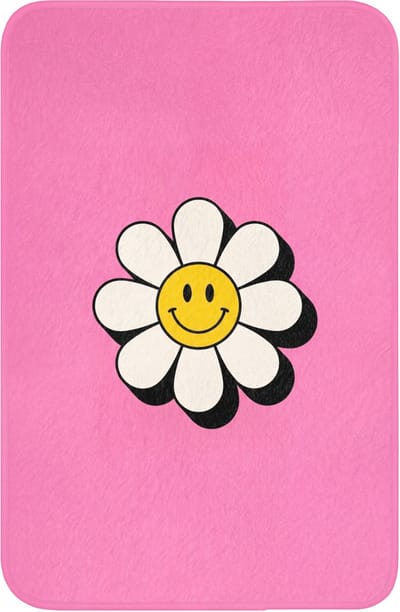 WC mat 40x60 cm - Antislip - Smiley - Bloem - Roze - Toiletmat - Vloermat - Douchemat - Toilet tapijt - Toiletmatten