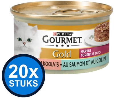 20x Gourmet - Gold Hartig Torentje Zalm - Kattenvoer Natvoer - 85g